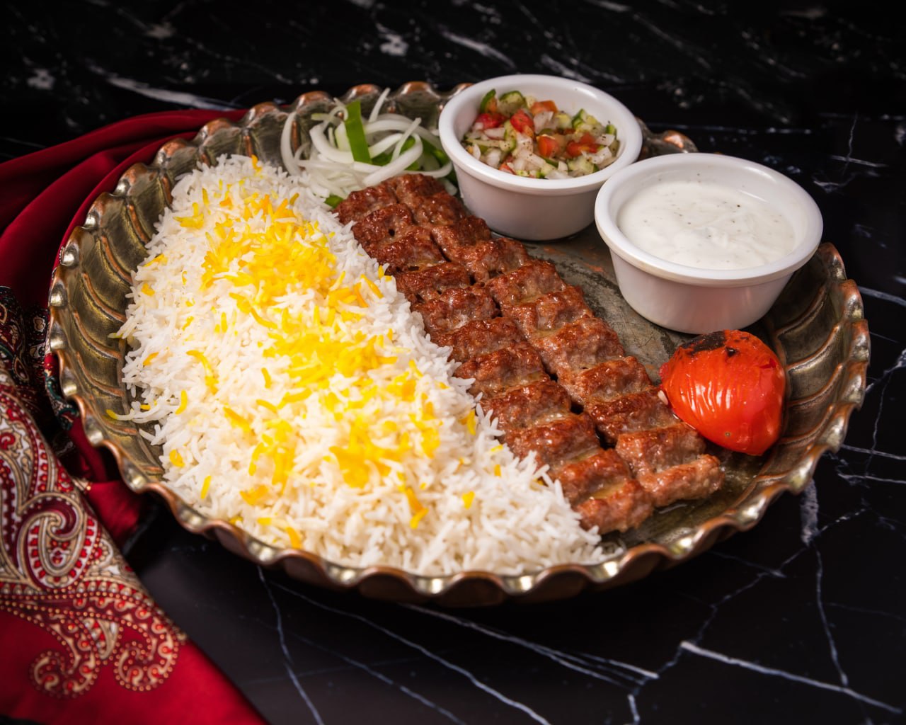 Koobideh charcoal kebab at Alvand Dubai