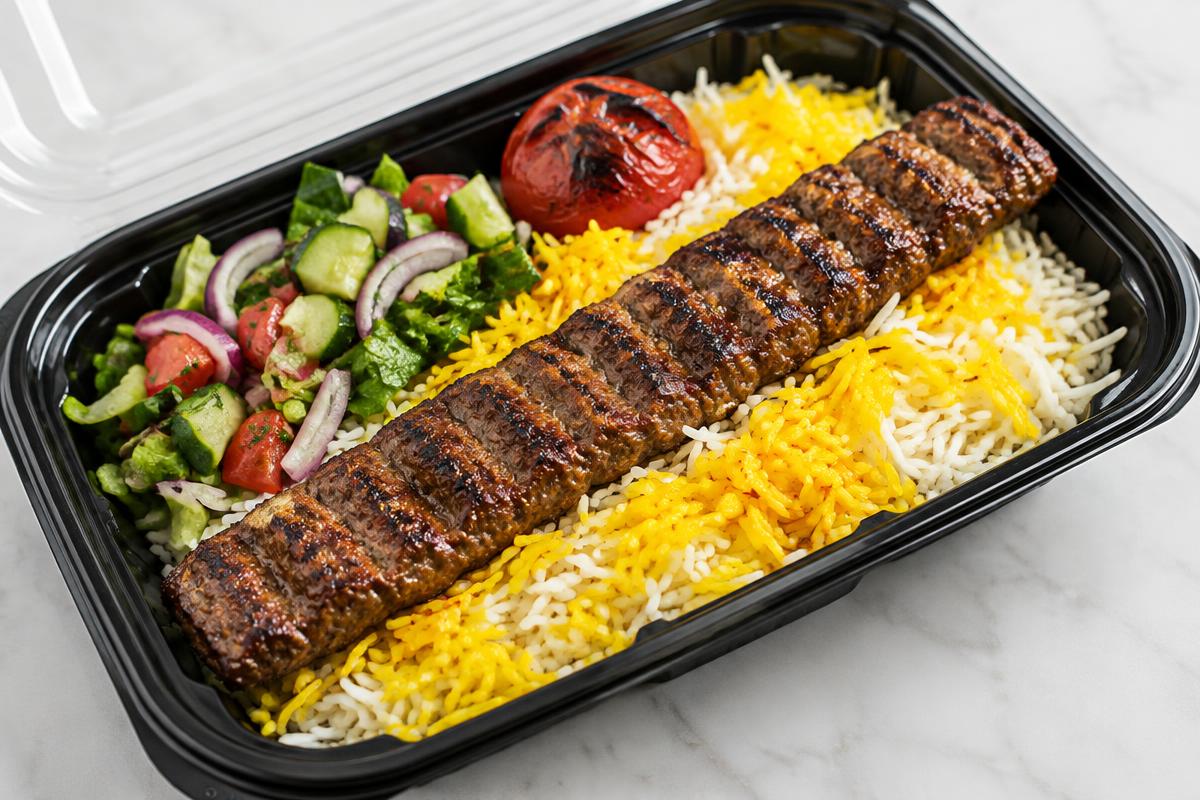 Kebab with Rice & Salad — office lunch Dubai